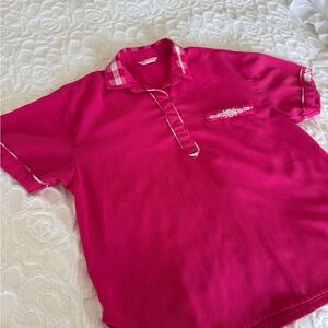 Vintage Women’s Bright Pink Polyester Shirt